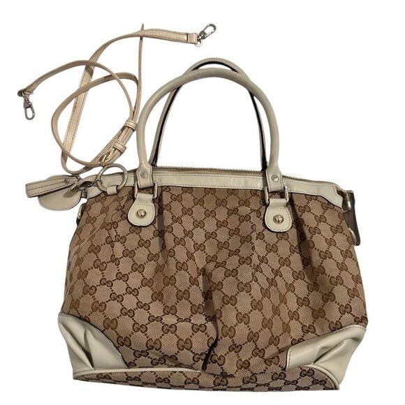 Gucci Brown and Cream Shoulder Bag with Monogram Pattern - Picture 3 of 15